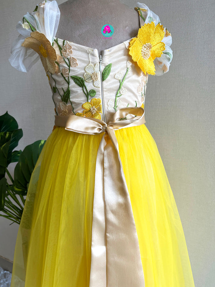 Appliqué worked netted frock