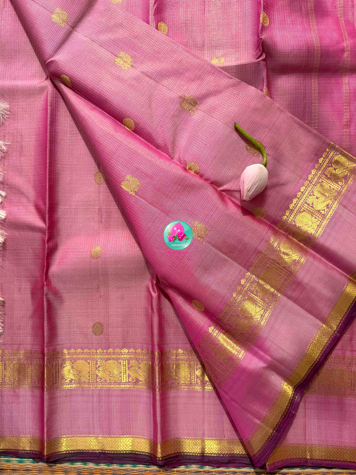 Blushing Romance: Pure Onion Pink Vaira Oosi Kanchipattu & Dark Magenta Fusion Blouse