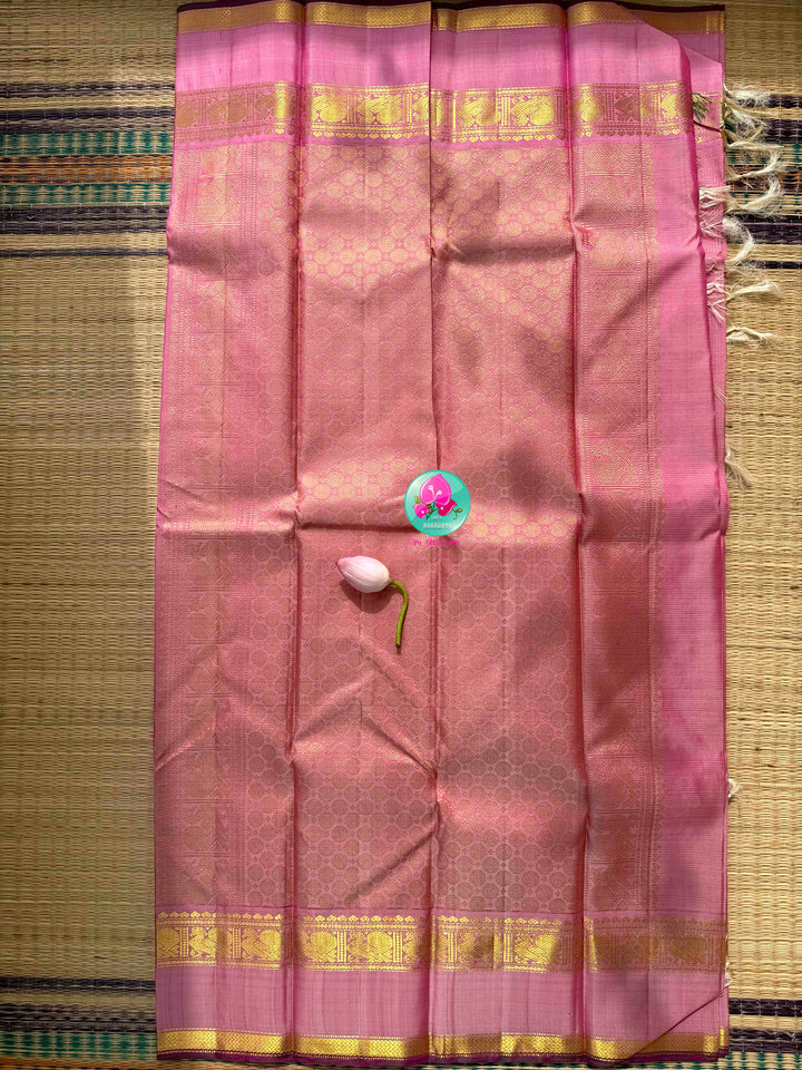 Blushing Romance: Pure Onion Pink Vaira Oosi Kanchipattu & Dark Magenta Fusion Blouse
