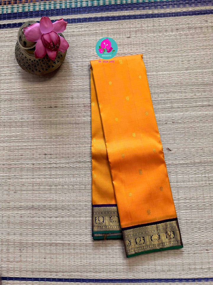 Pure Kanchipattu handloom saree in traditional peacock motifs