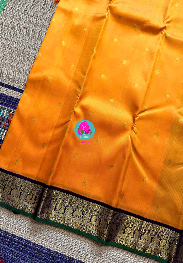 Pure Kanchipattu handloom saree in traditional peacock motifs