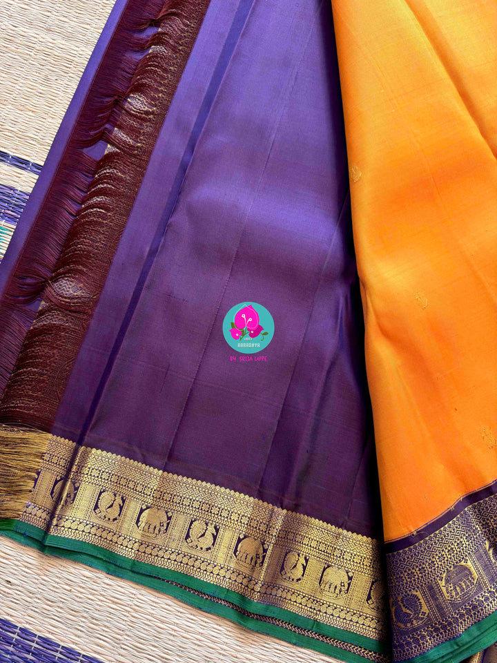 Pure Kanchipattu handloom saree in traditional peacock motifs