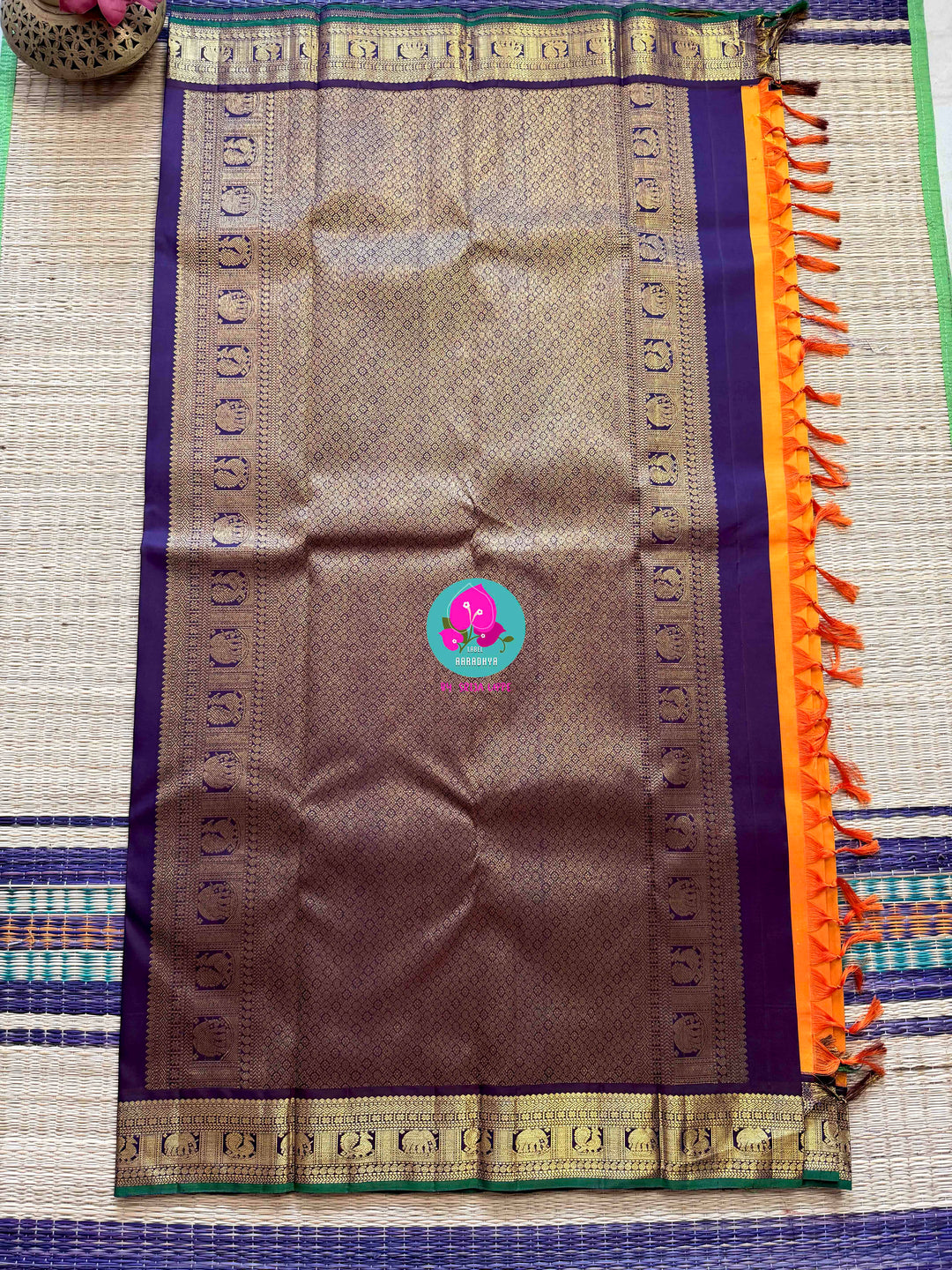 Pure Kanchipattu handloom saree in traditional peacock motifs