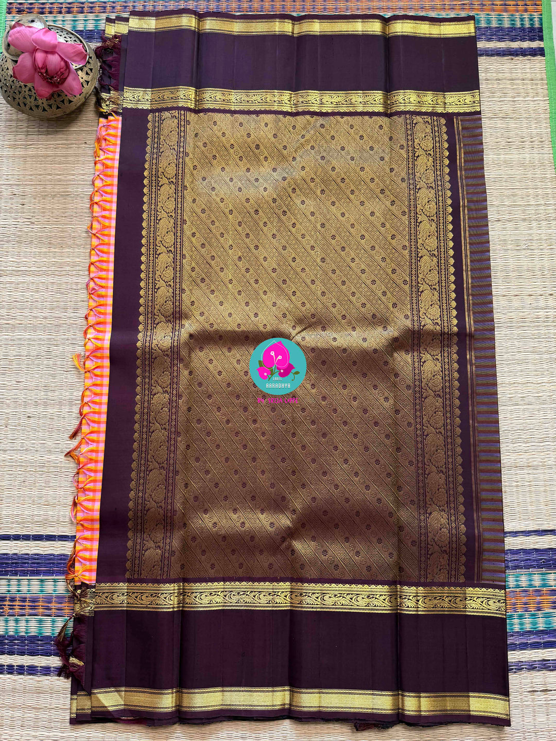 2g zari traditional gap border with multicoloured madras checks