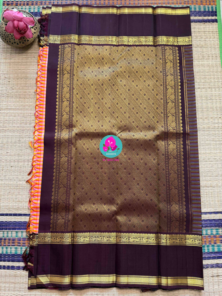 2g zari traditional gap border with multicoloured madras checks
