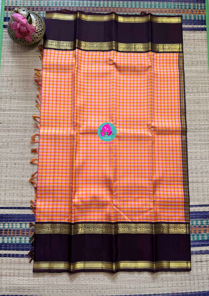 2g zari traditional gap border with multicoloured madras checks