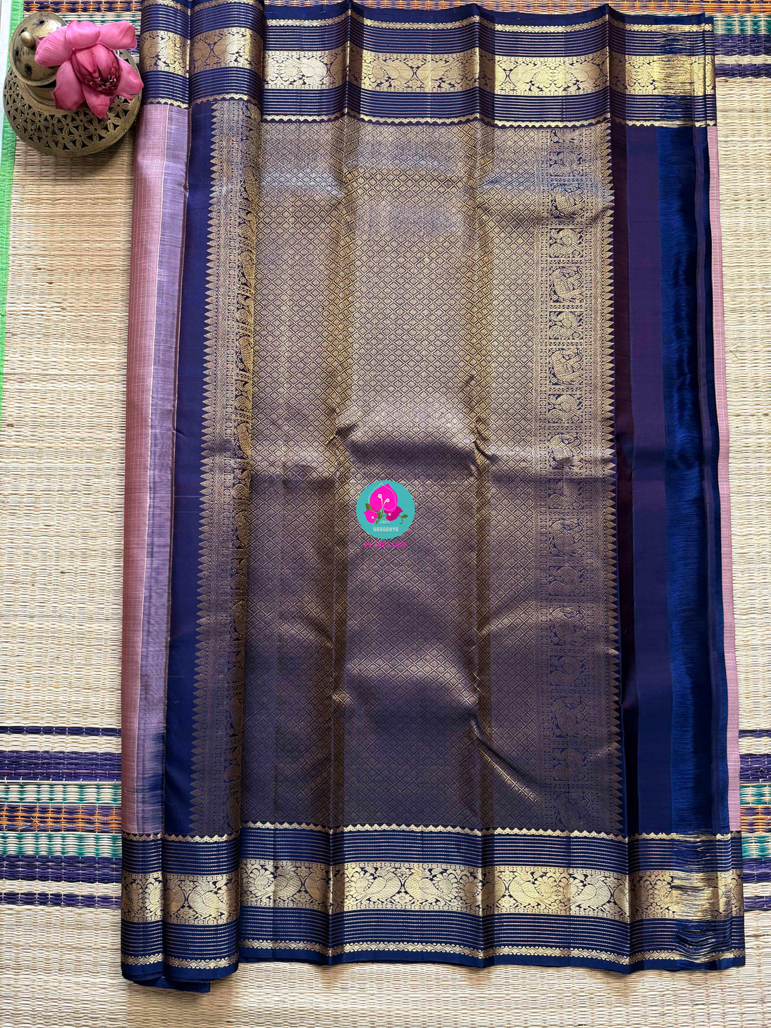 The Handloom Whisper: Pure Silk Saree in Soft Pink and Bold Blue Zari Border