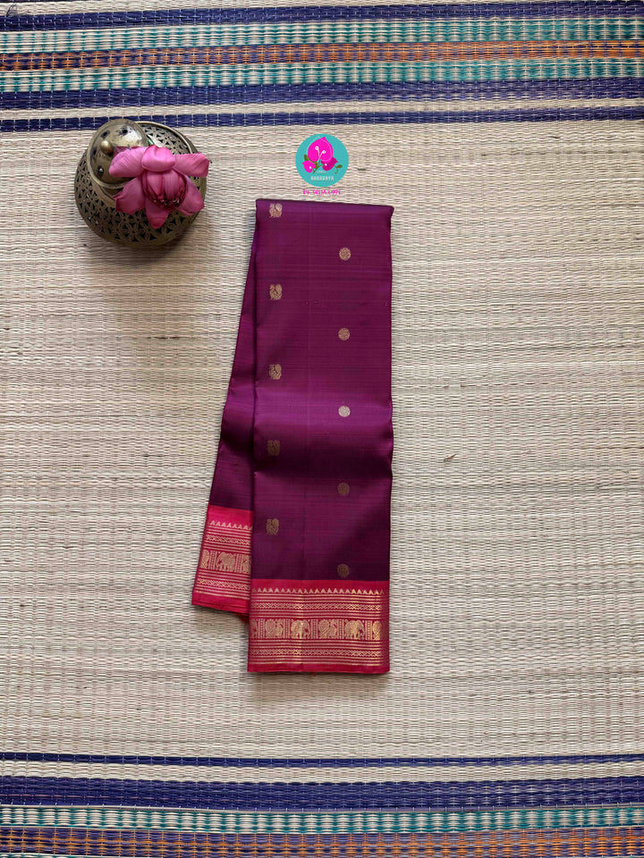 Purple & Pink Kanchipattu handloom silk Saree