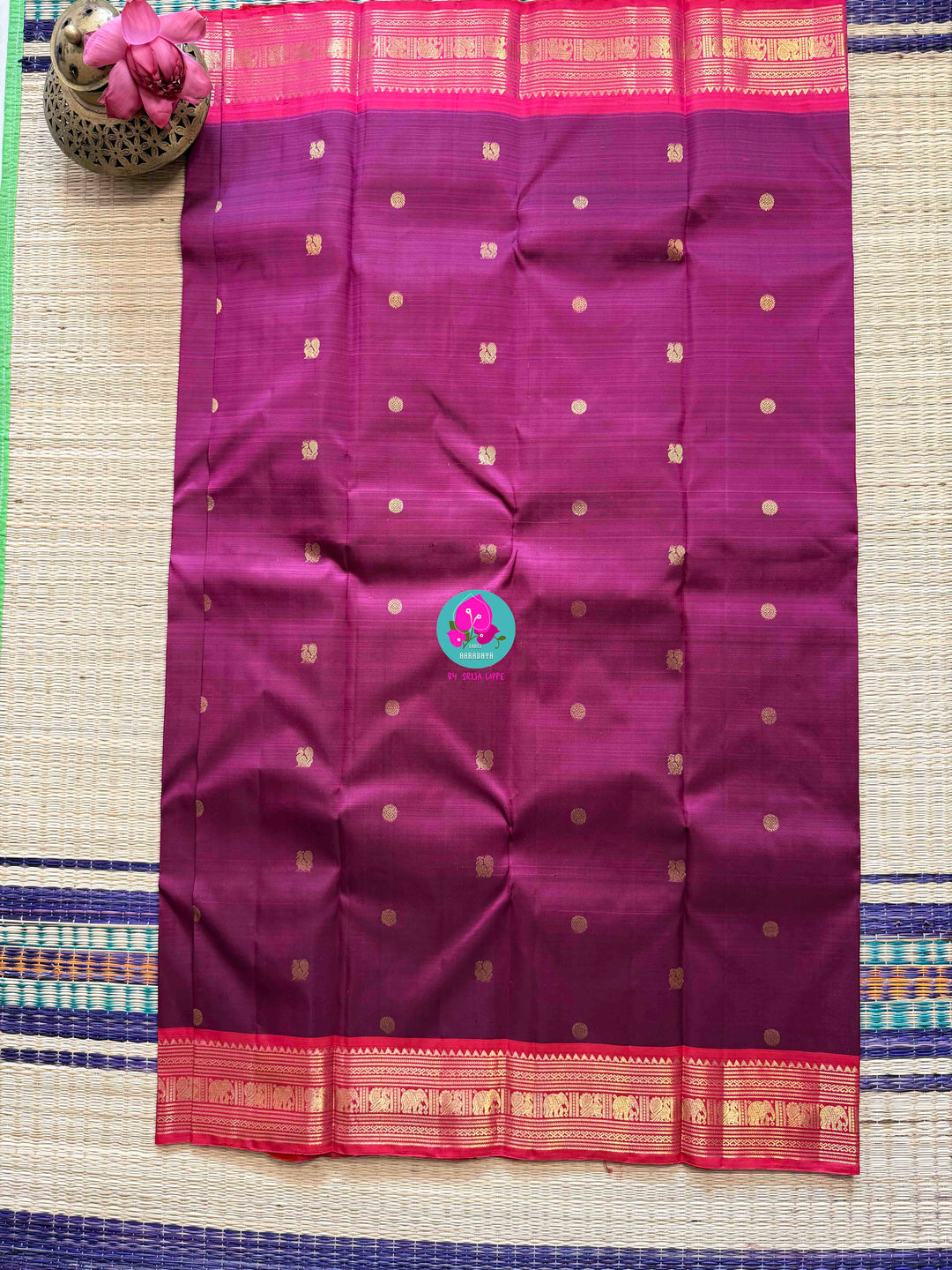 Purple & Pink Kanchipattu handloom silk Saree