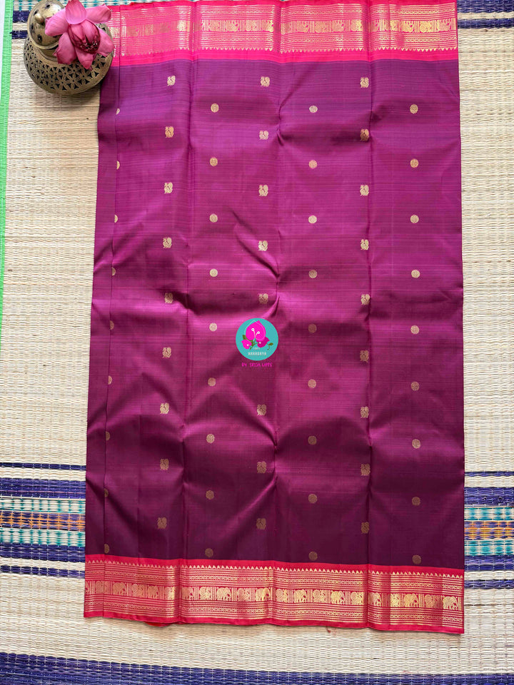 Purple & Pink Kanchipattu handloom silk Saree
