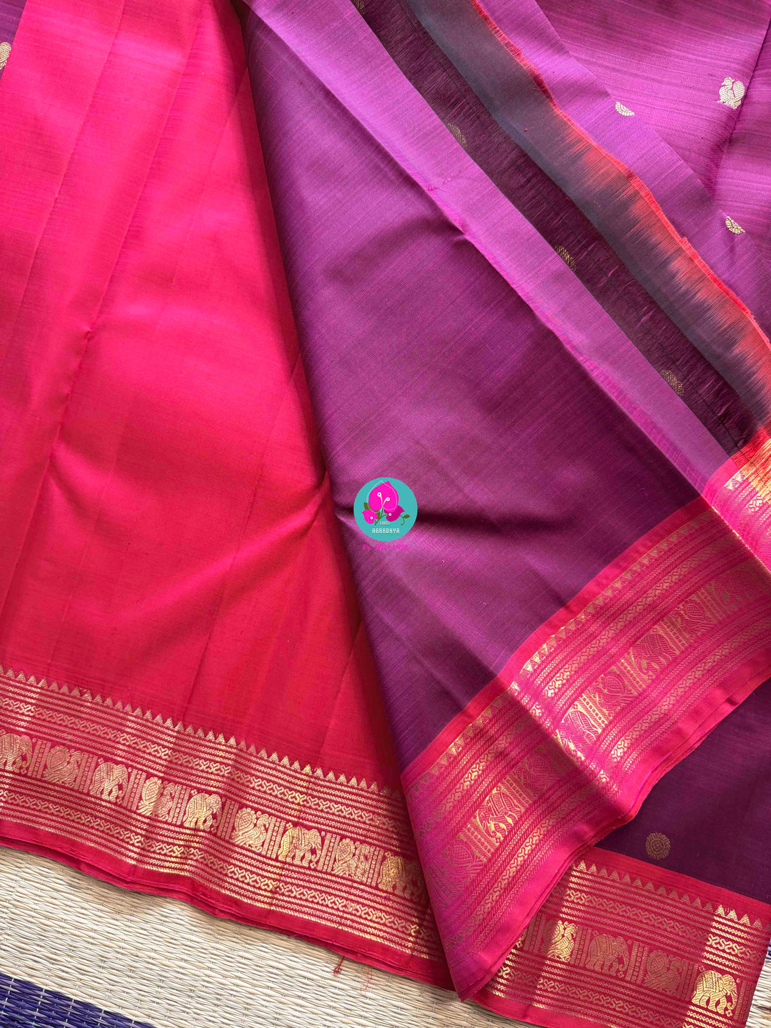 Purple & Pink Kanchipattu handloom silk Saree