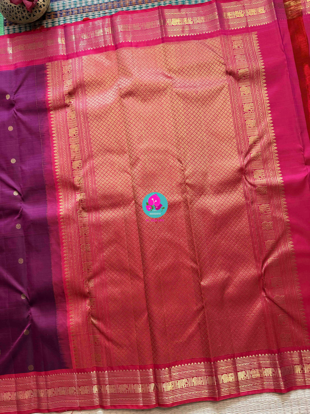Purple & Pink Kanchipattu handloom silk Saree