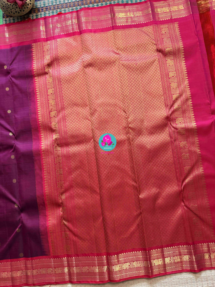 Purple & Pink Kanchipattu handloom silk Saree