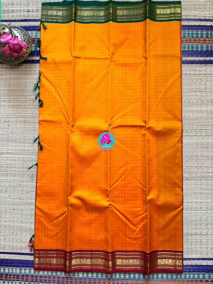 The Confluence of Silk: Mustard Orange Kanjivaram with Ganga-Jamuna Border Saree