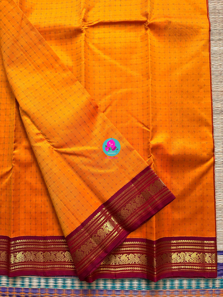 The Confluence of Silk: Mustard Orange Kanjivaram with Ganga-Jamuna Border Saree