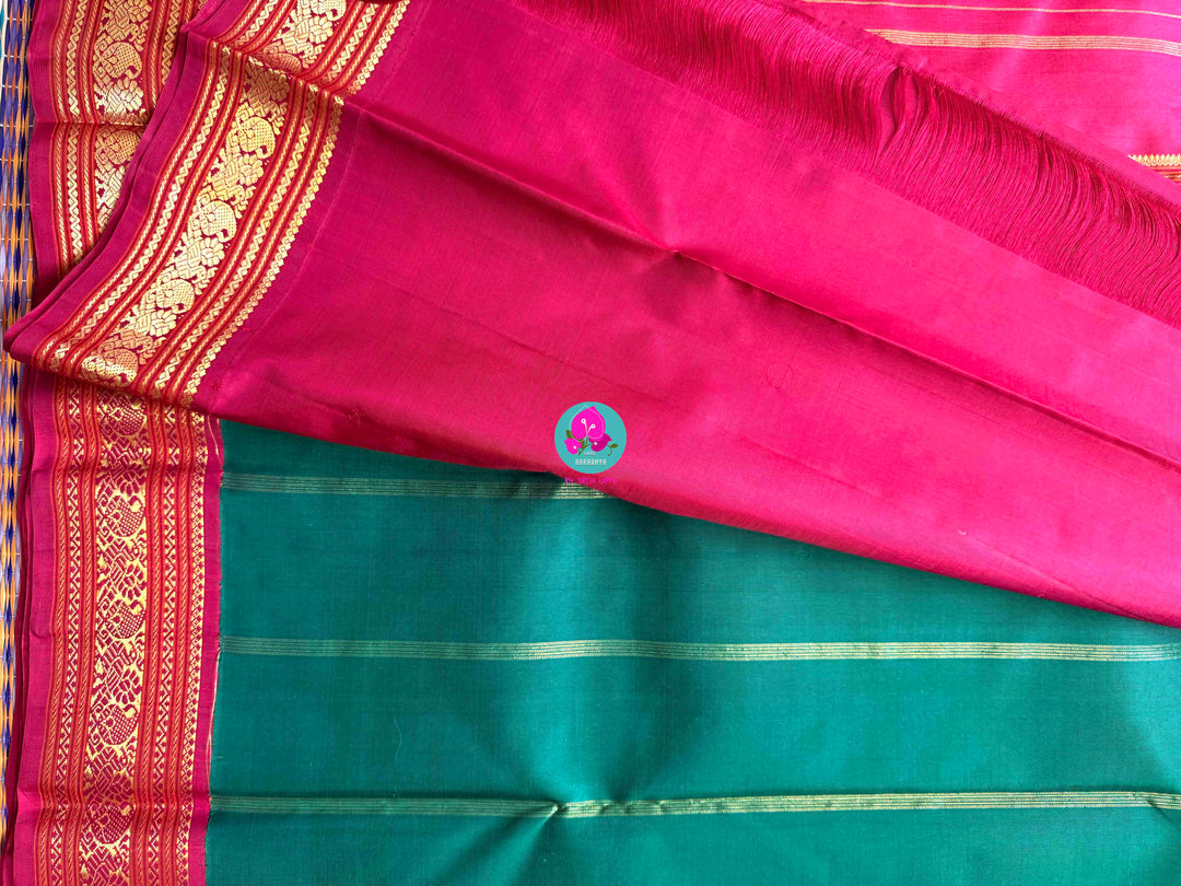 The Confluence of Silk: Mustard Orange Kanjivaram with Ganga-Jamuna Border Saree