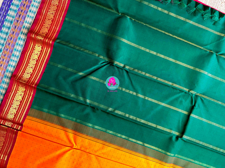 The Confluence of Silk: Mustard Orange Kanjivaram with Ganga-Jamuna Border Saree