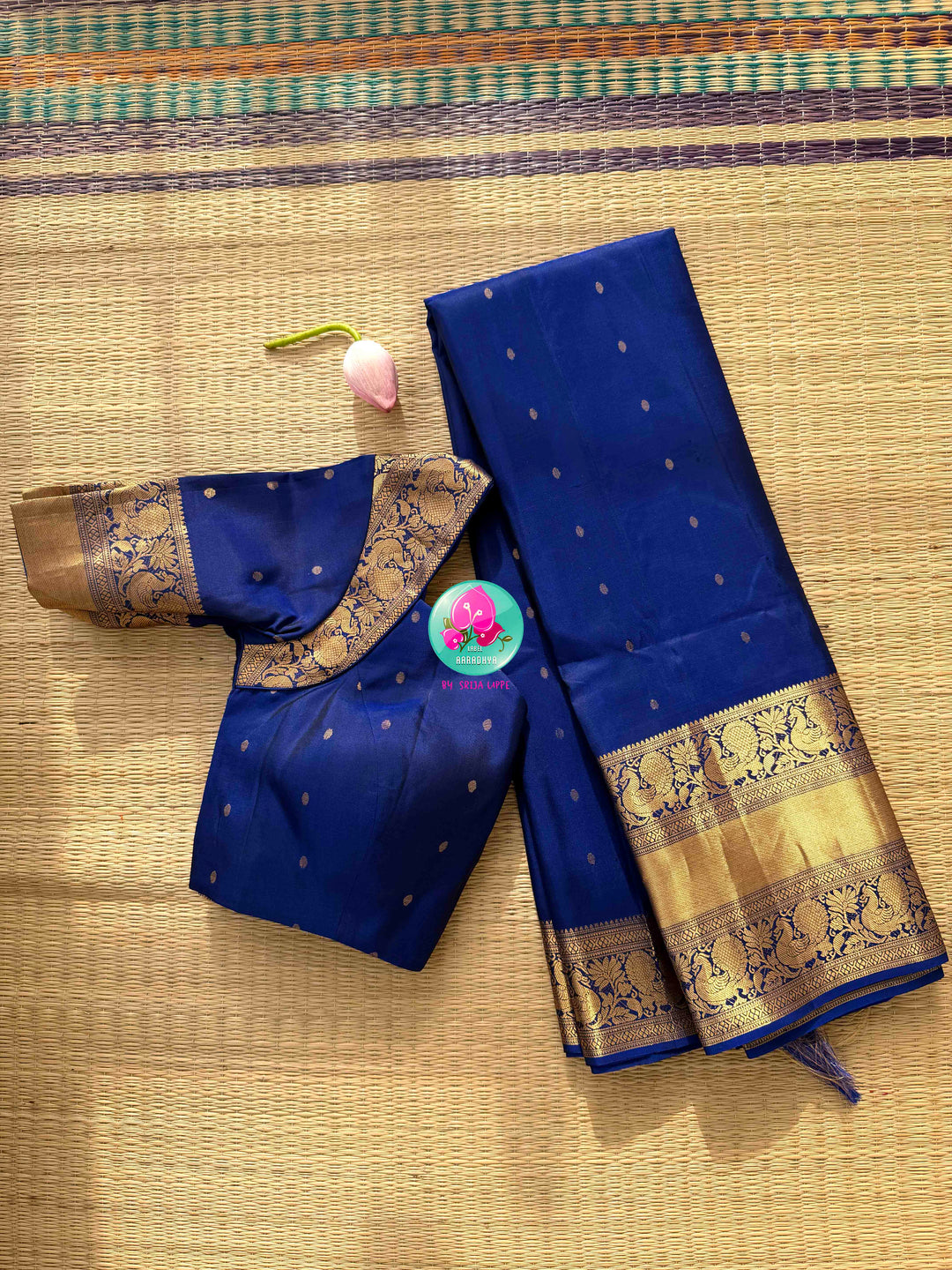 Celestial Midnight: Pure Kanchi Handloom Silk Saree in Royal Blue — "Neela"