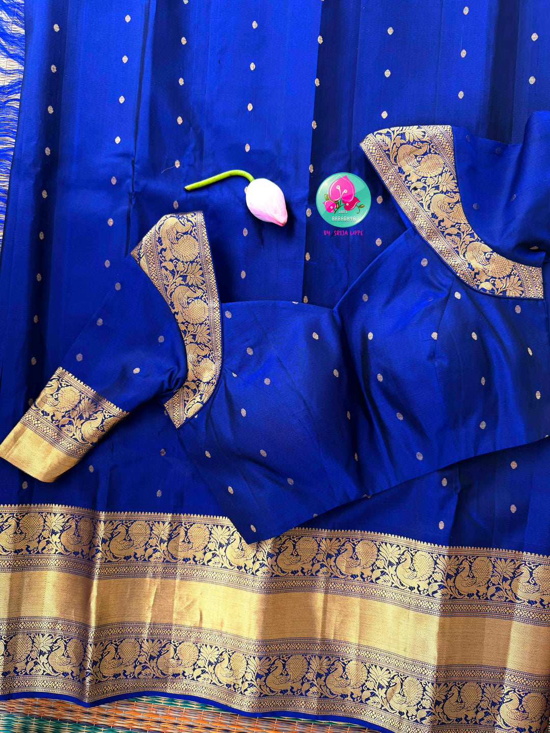 Celestial Midnight: Pure Kanchi Handloom Silk Saree in Royal Blue — "Neela"