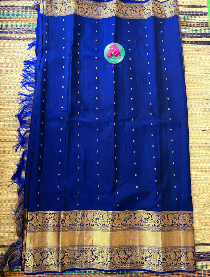 Celestial Midnight: Pure Kanchi Handloom Silk Saree in Royal Blue — "Neela"