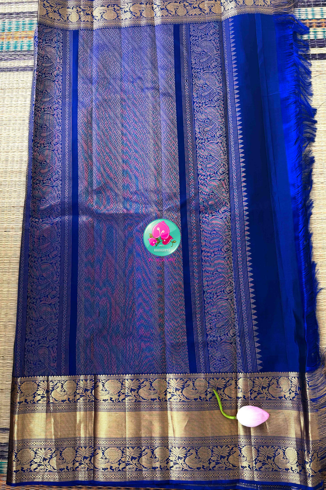 Celestial Midnight: Pure Kanchi Handloom Silk Saree in Royal Blue — "Neela"
