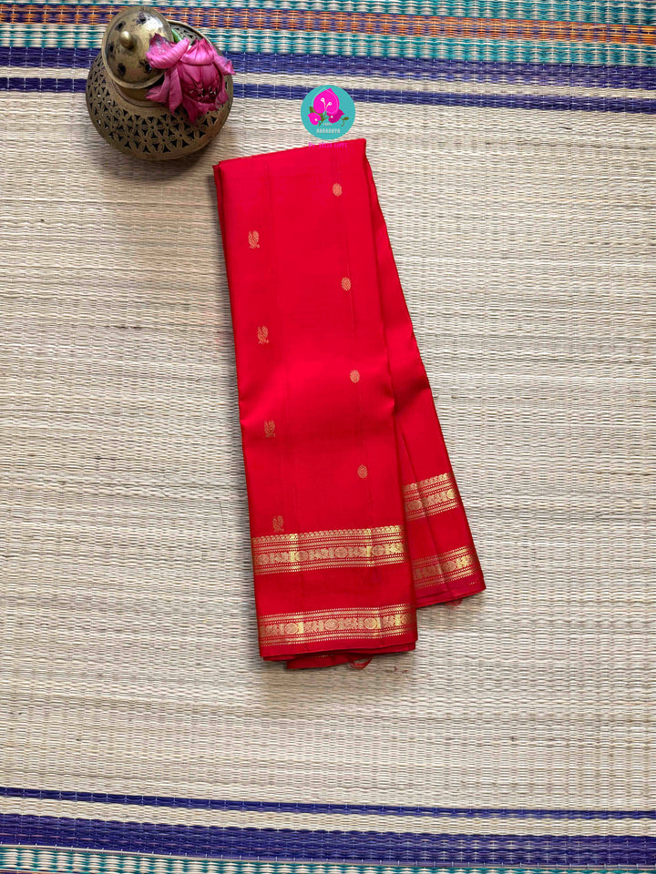 Kanchipuram 2g zari brown vintage Red saree