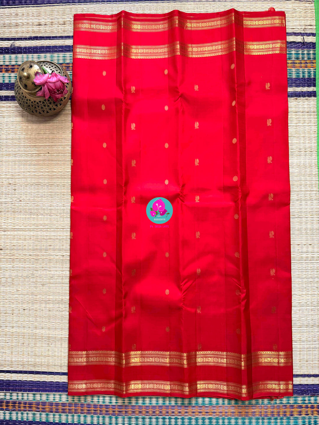 Kanchipuram 2g zari brown vintage Red saree