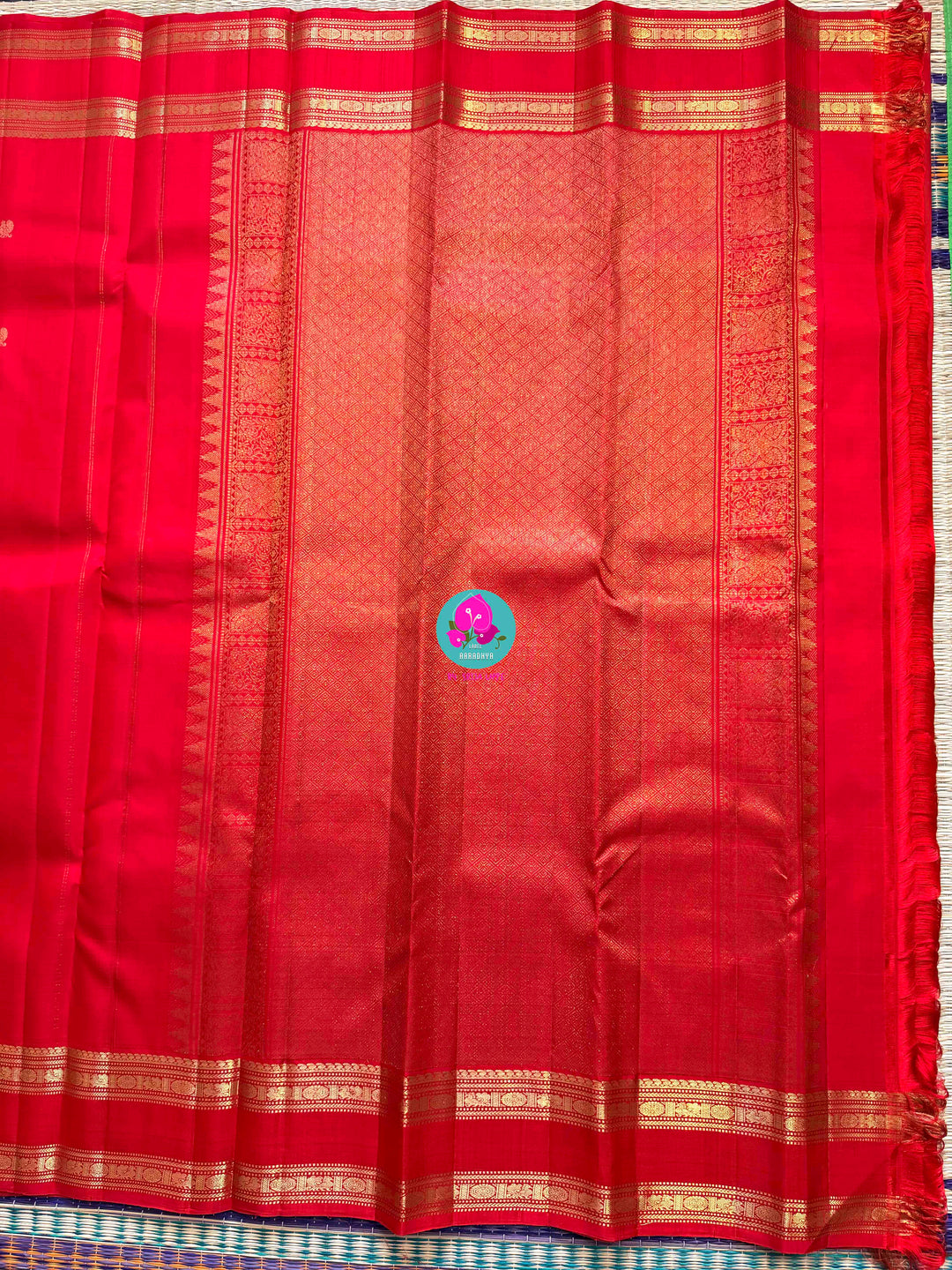 Kanchipuram 2g zari brown vintage Red saree
