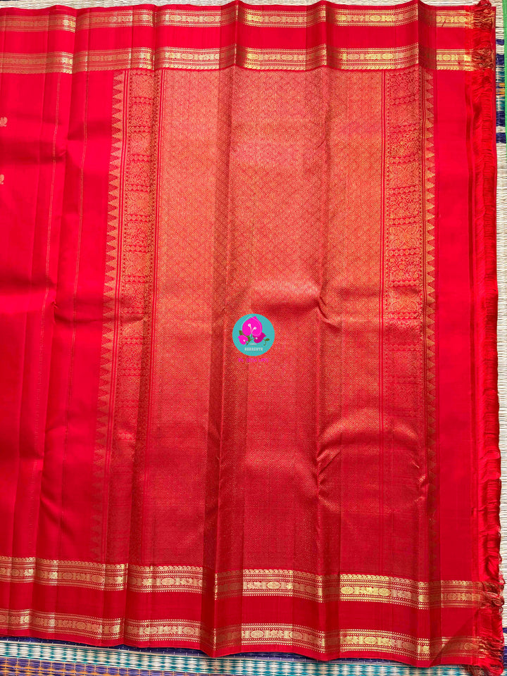 Kanchipuram 2g zari brown vintage Red saree