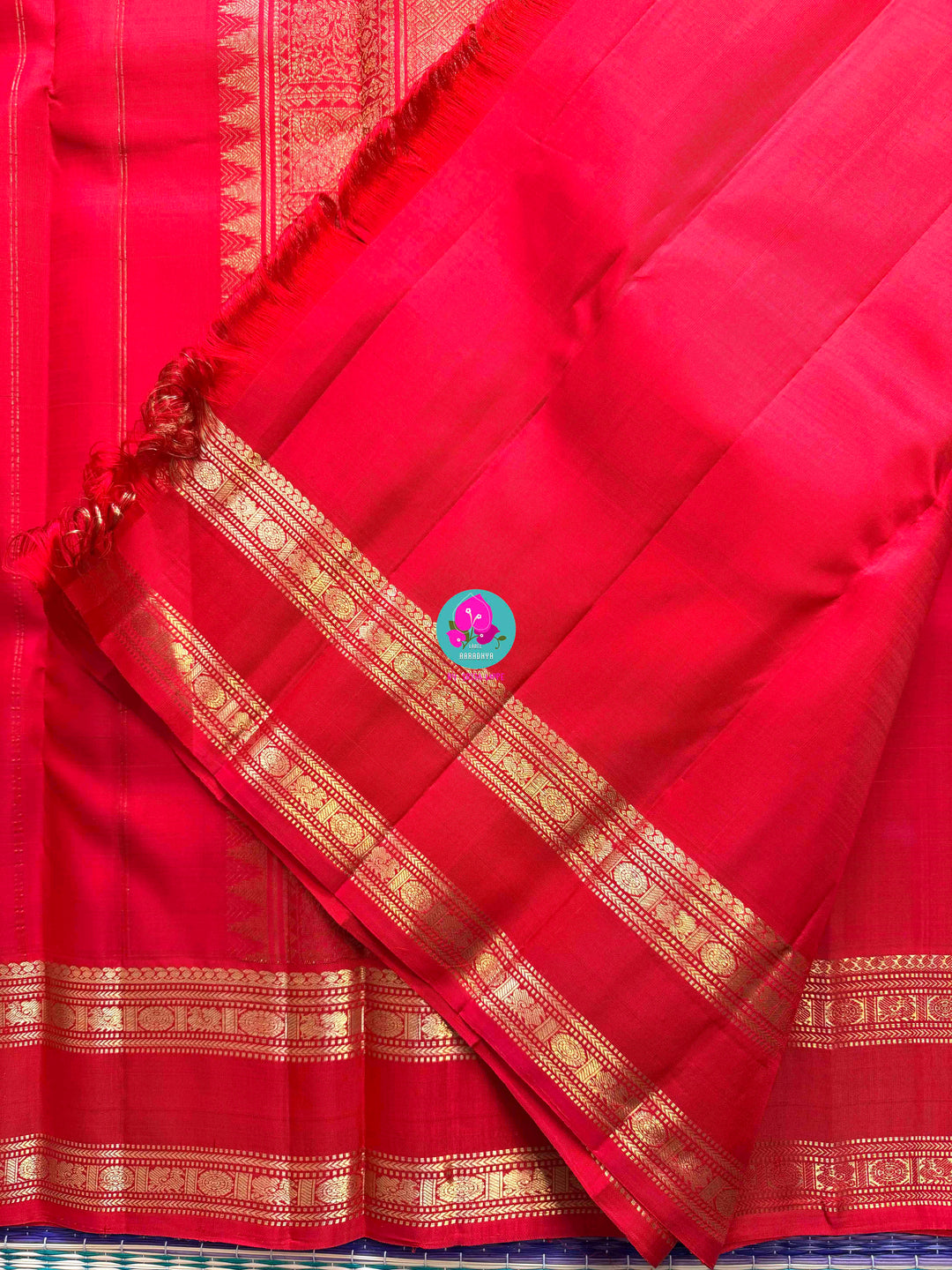 Kanchipuram 2g zari brown vintage Red saree