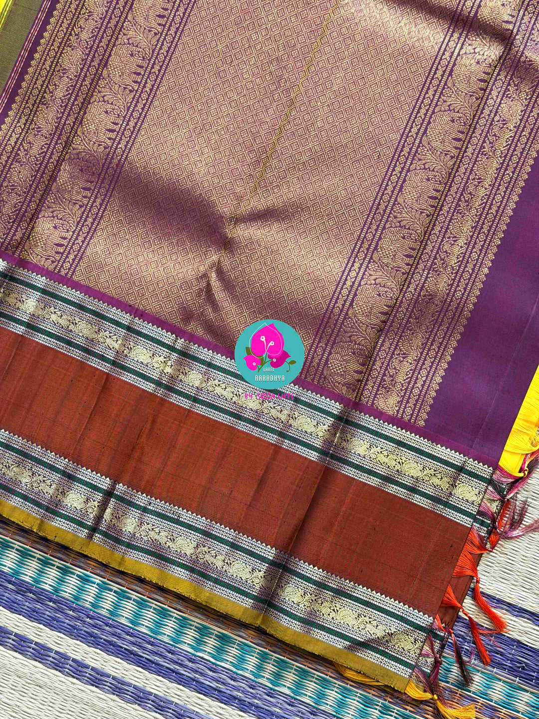 Golden Earth: Vintage Yellow Kanjivaram with Rich Brown Gap Border