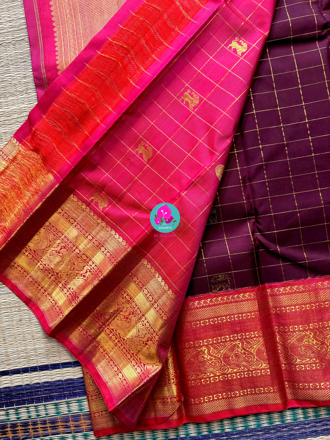 2G Zari Pure Kanchipuram saree with vintage vaira oosi checks
