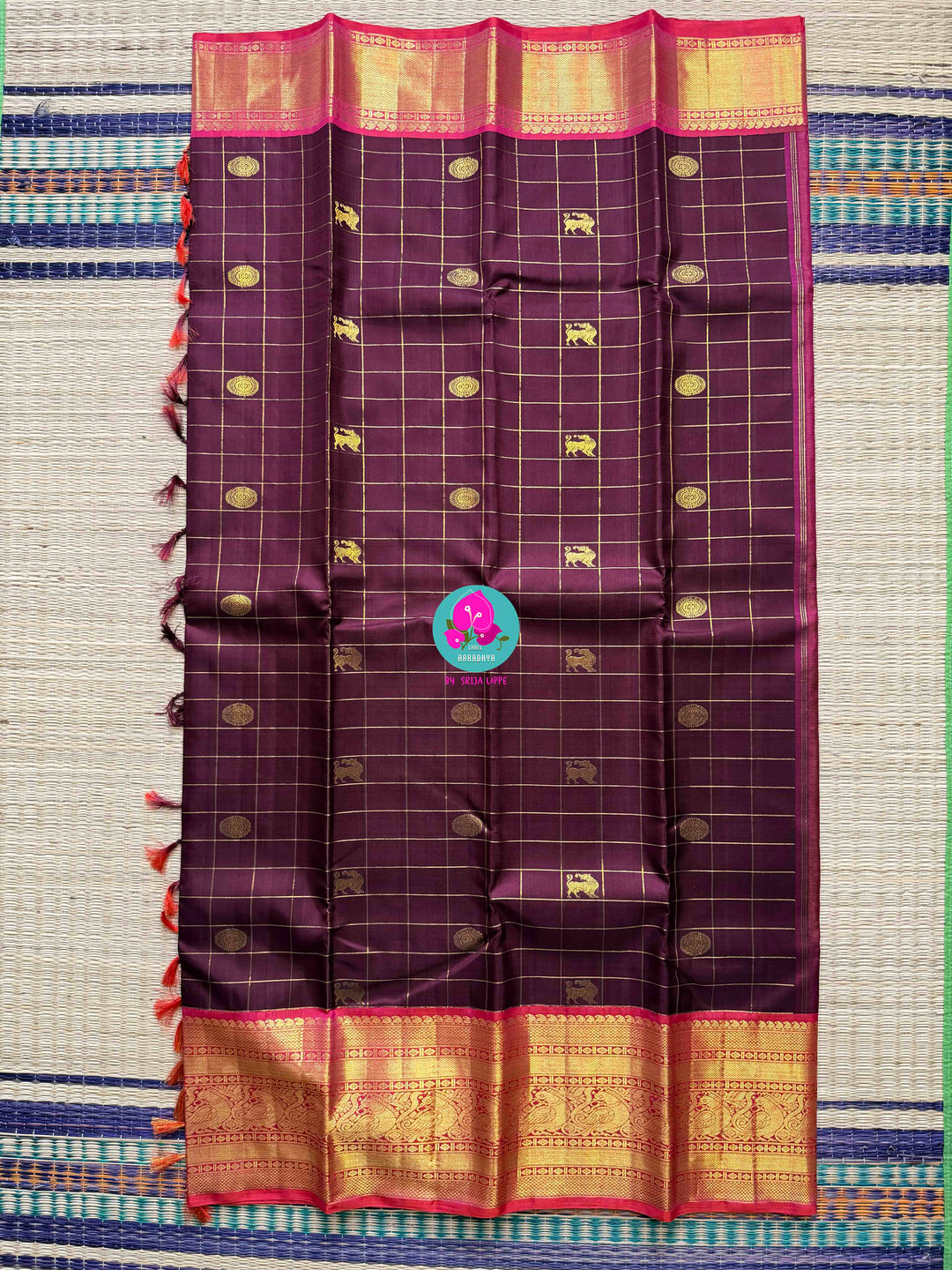 2G Zari Pure Kanchipuram saree with vintage vaira oosi checks