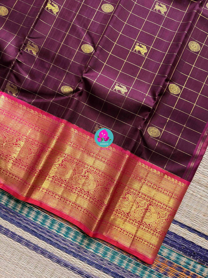 2G Zari Pure Kanchipuram saree with vintage vaira oosi checks