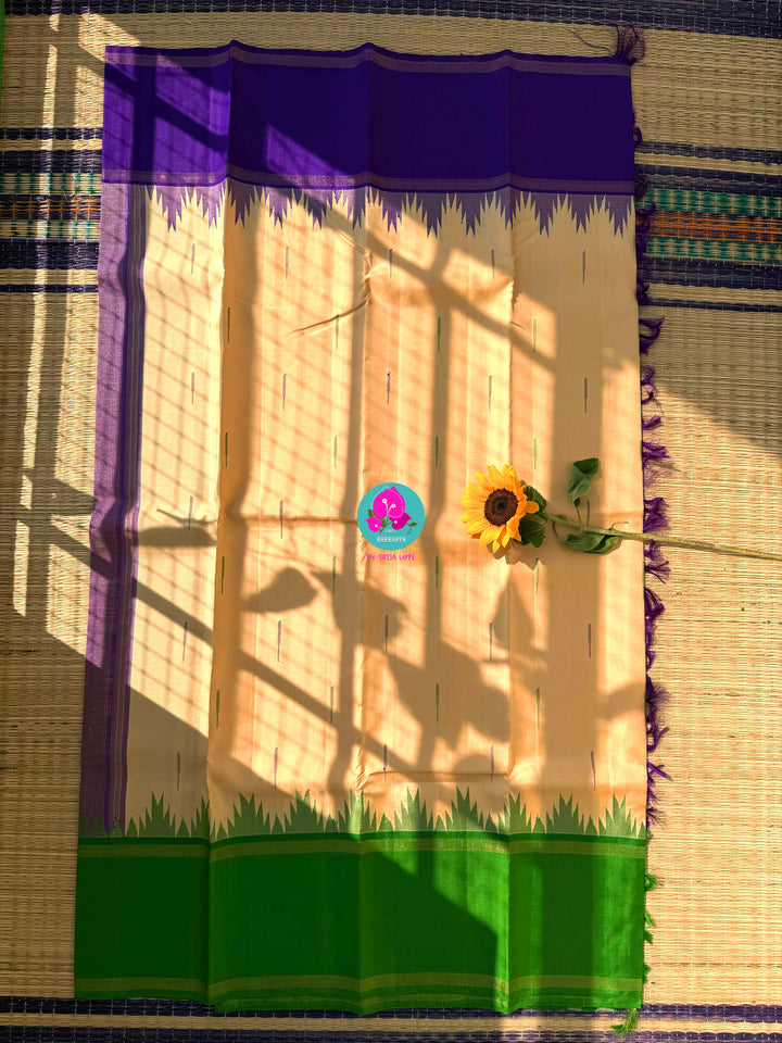 Ganga Jamuna border with rain drop weave & Ikkat Kanjivaram Saree with blouse