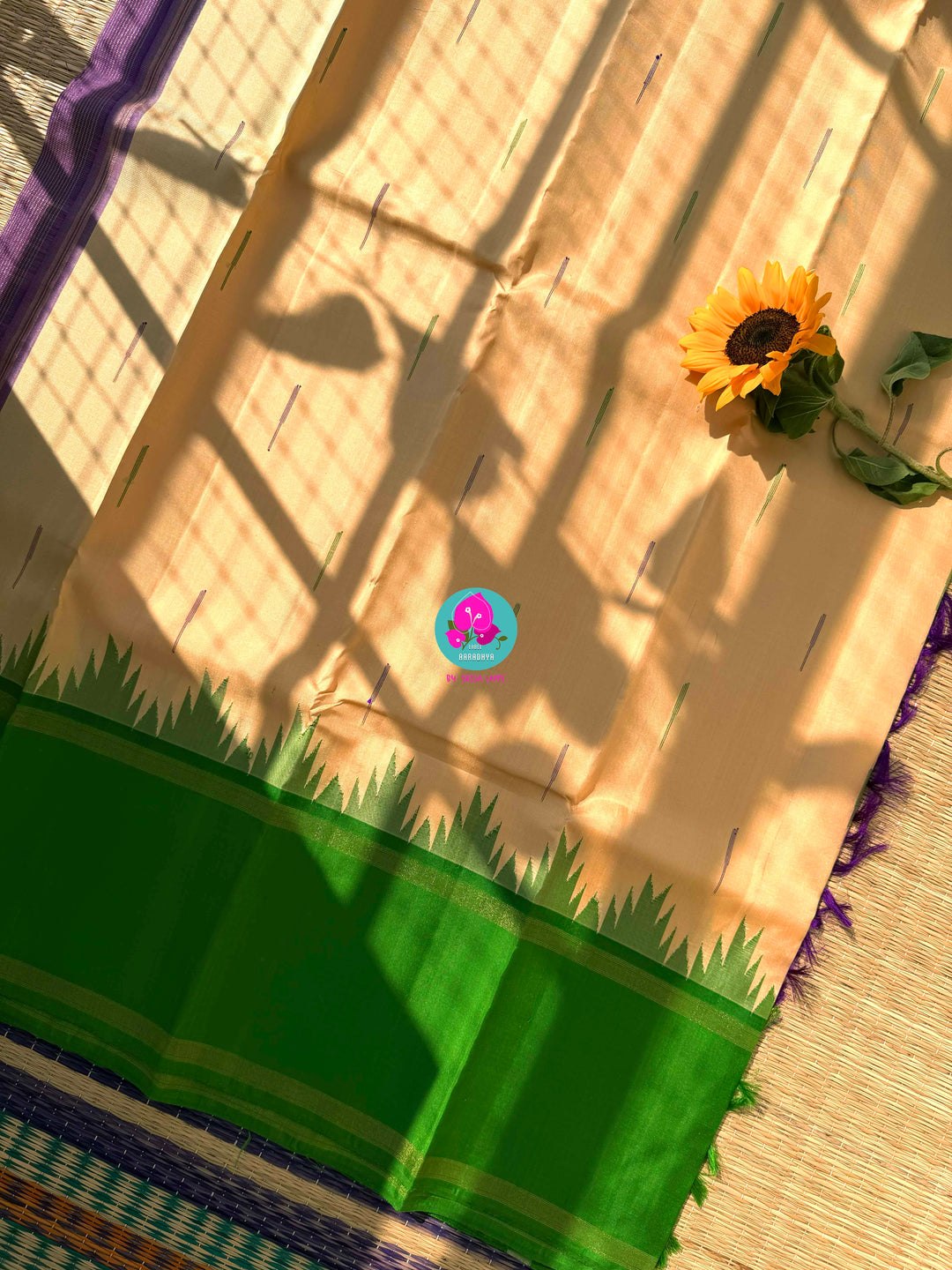 Ganga Jamuna border with rain drop weave & Ikkat Kanjivaram Saree with blouse