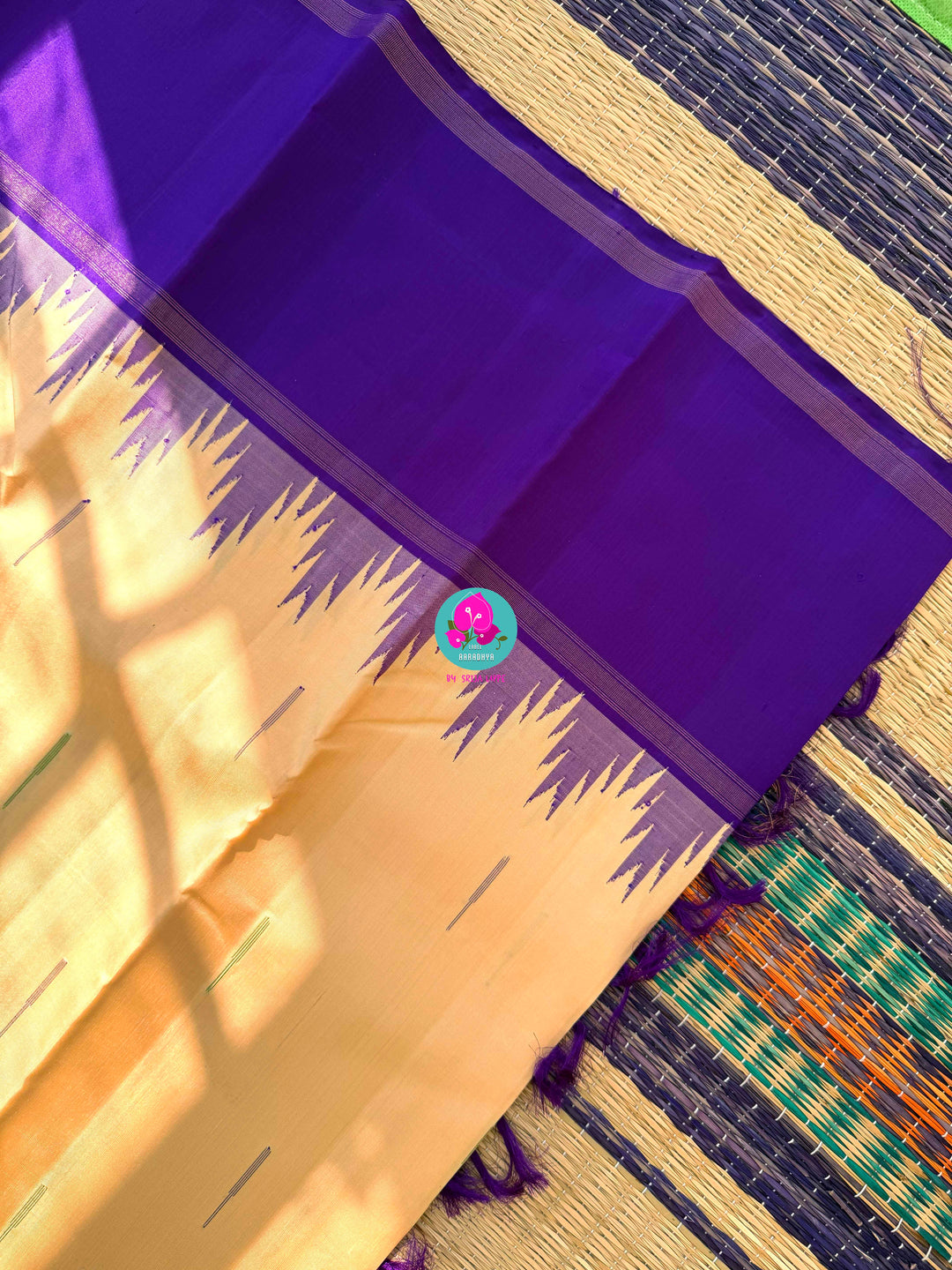 Ganga Jamuna border with rain drop weave & Ikkat Kanjivaram Saree with blouse