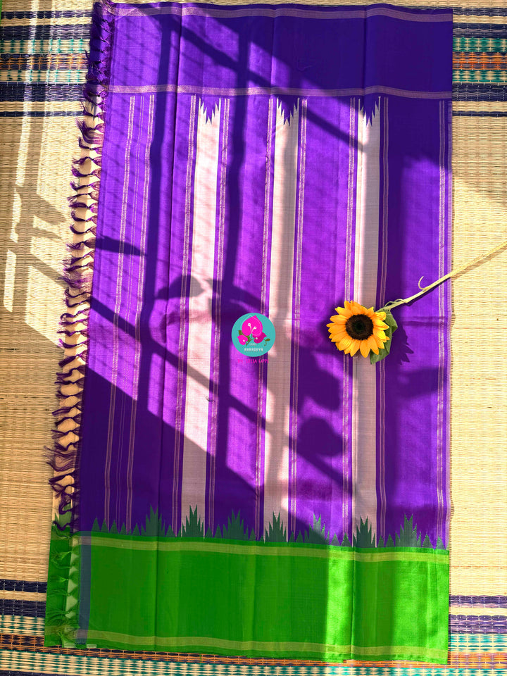 Ganga Jamuna border with rain drop weave & Ikkat Kanjivaram Saree with blouse