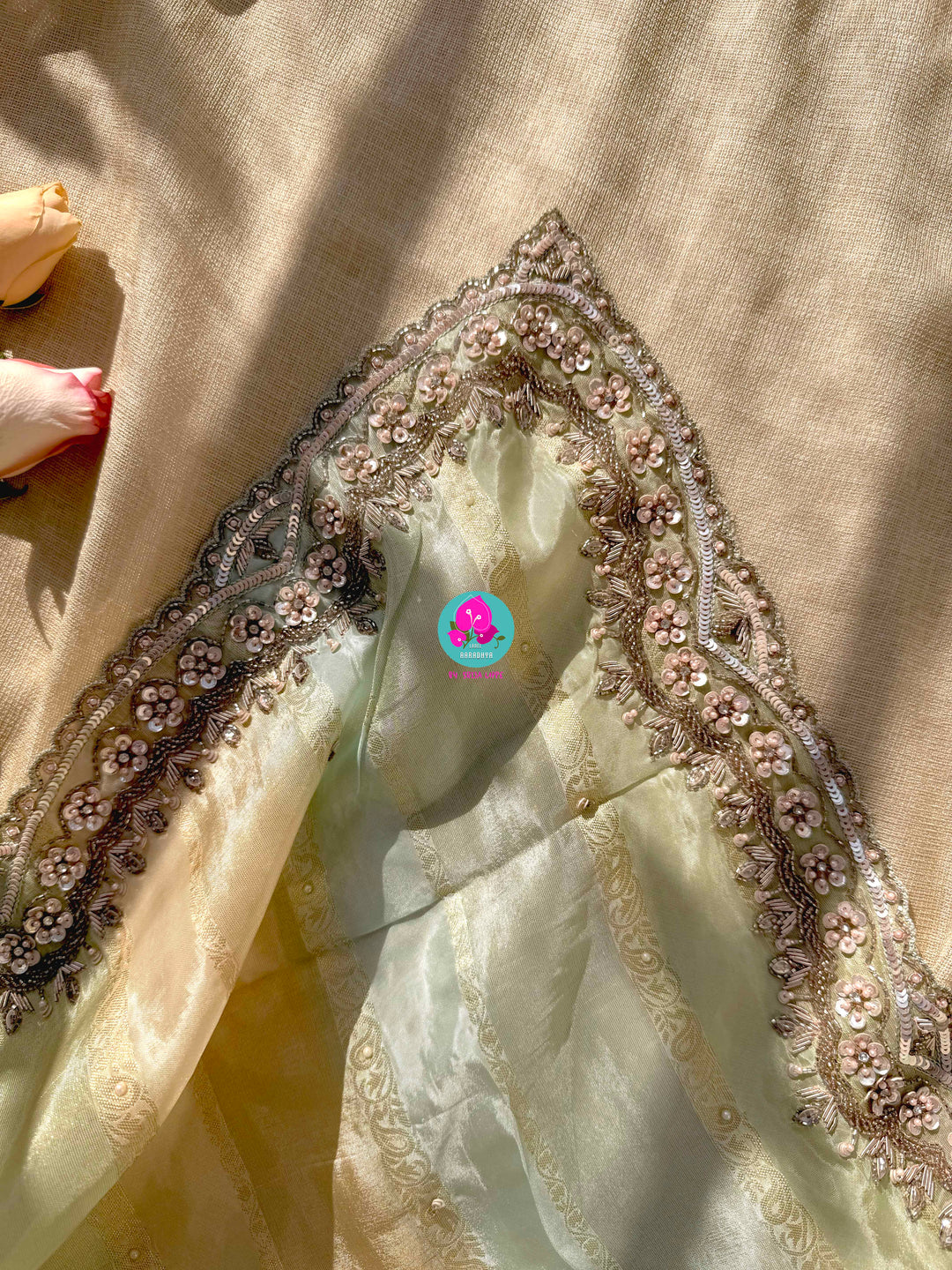 Rangkat inspired Soft Tissue Georgette Saree with hand embroidered blouse