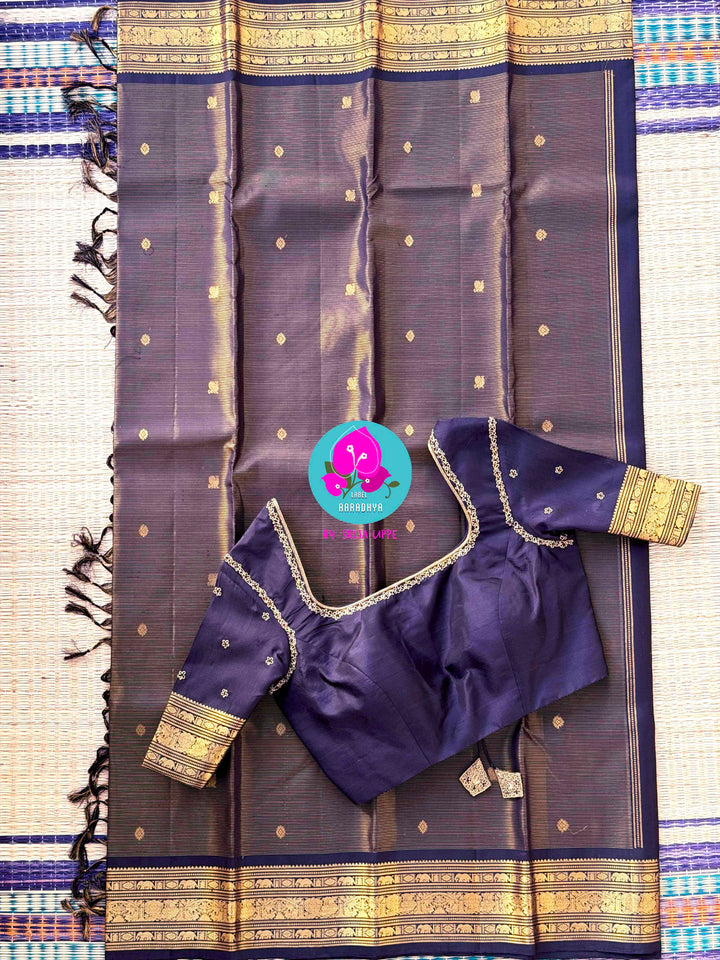The Java Plum Dream: Traditional Neredu Pandu Silk Saree with Vintage Vaira Oosi Gold Zari