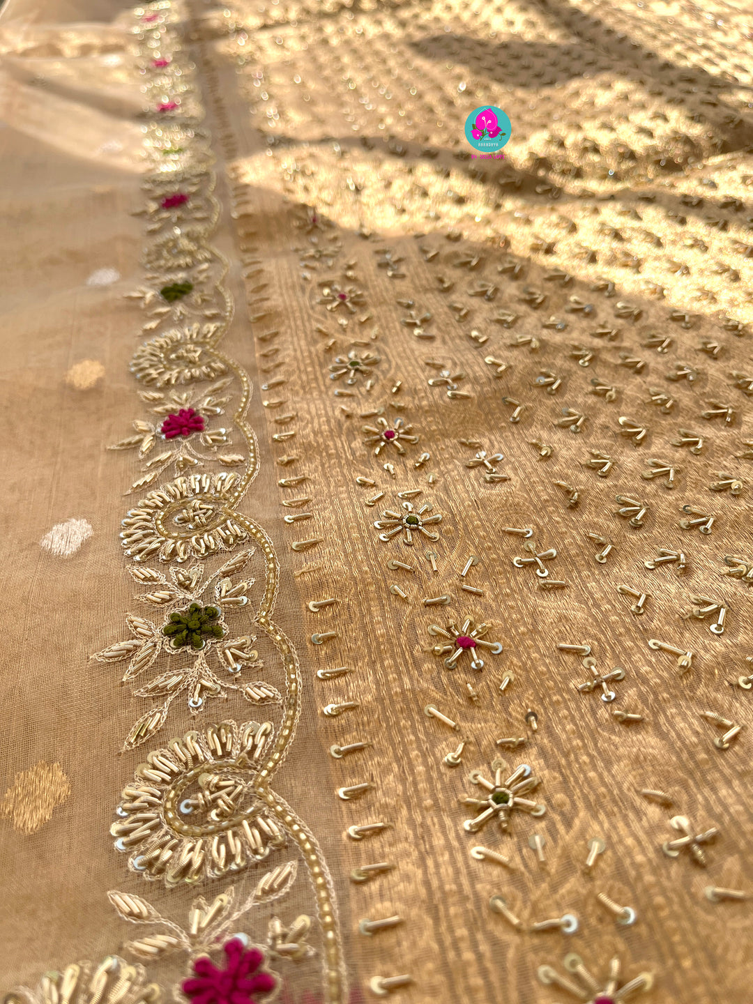 Pure Tissue Saree with Hand Embroidery