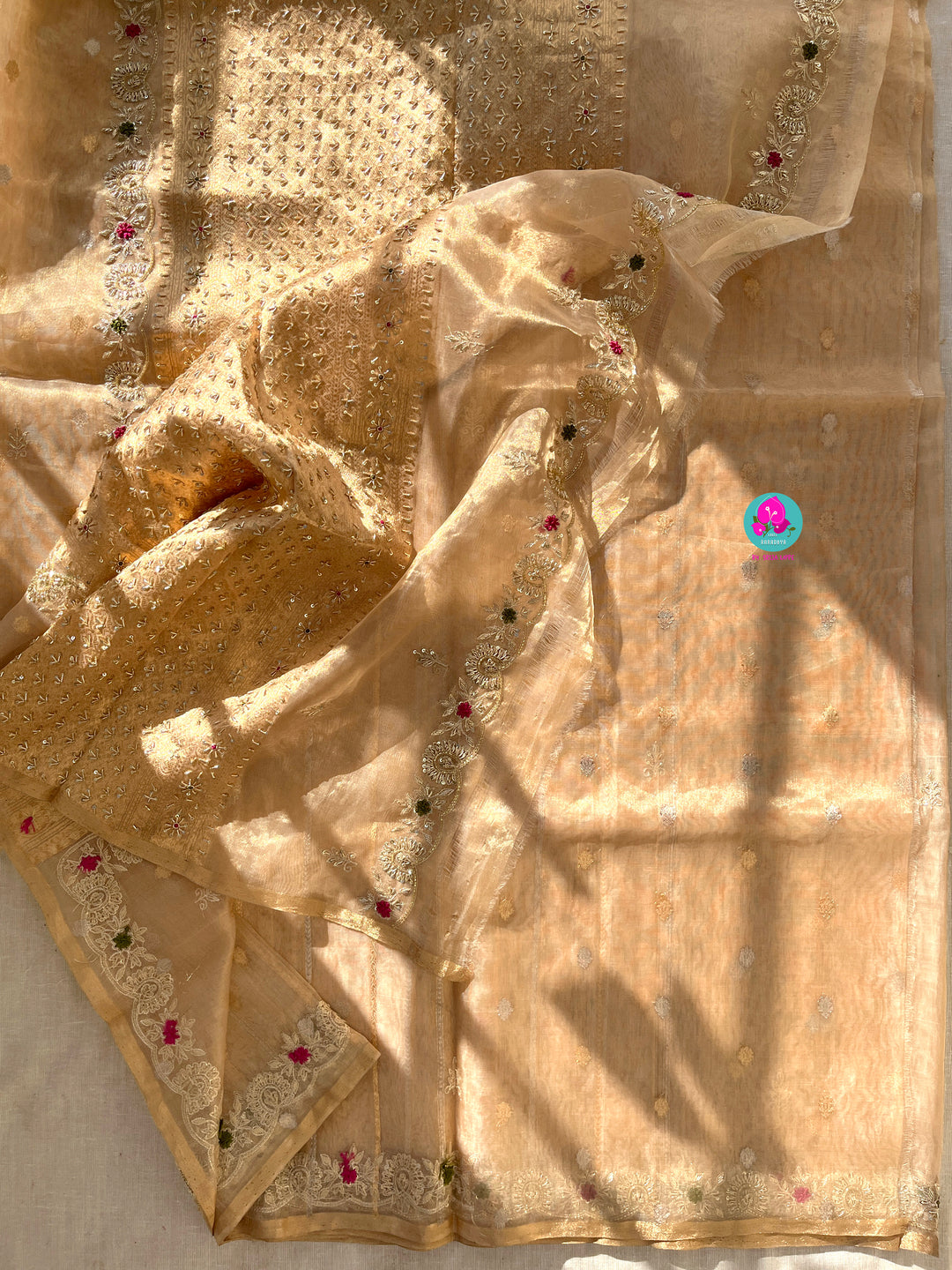 Pure Tissue Saree with Hand Embroidery
