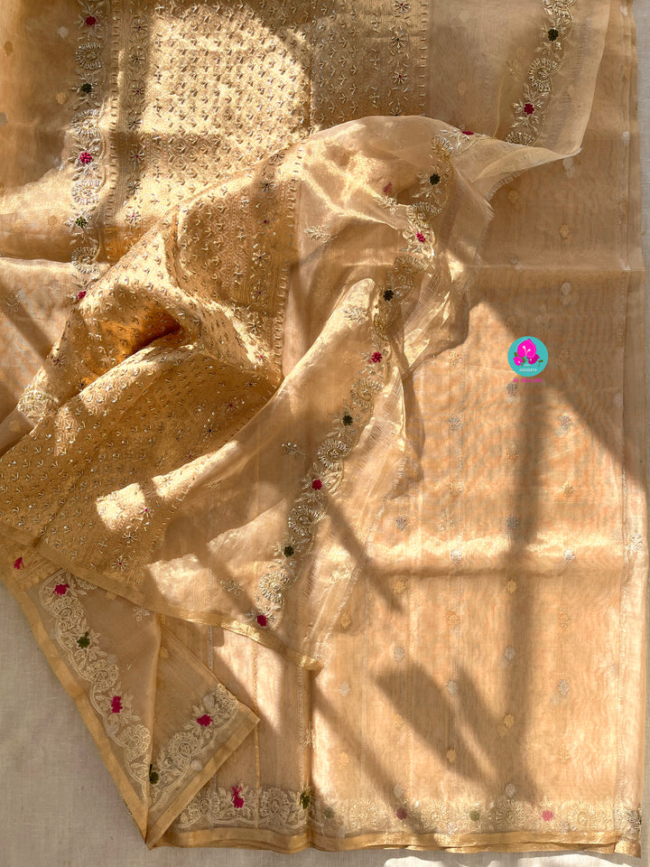 Pure Tissue Saree with Hand Embroidery
