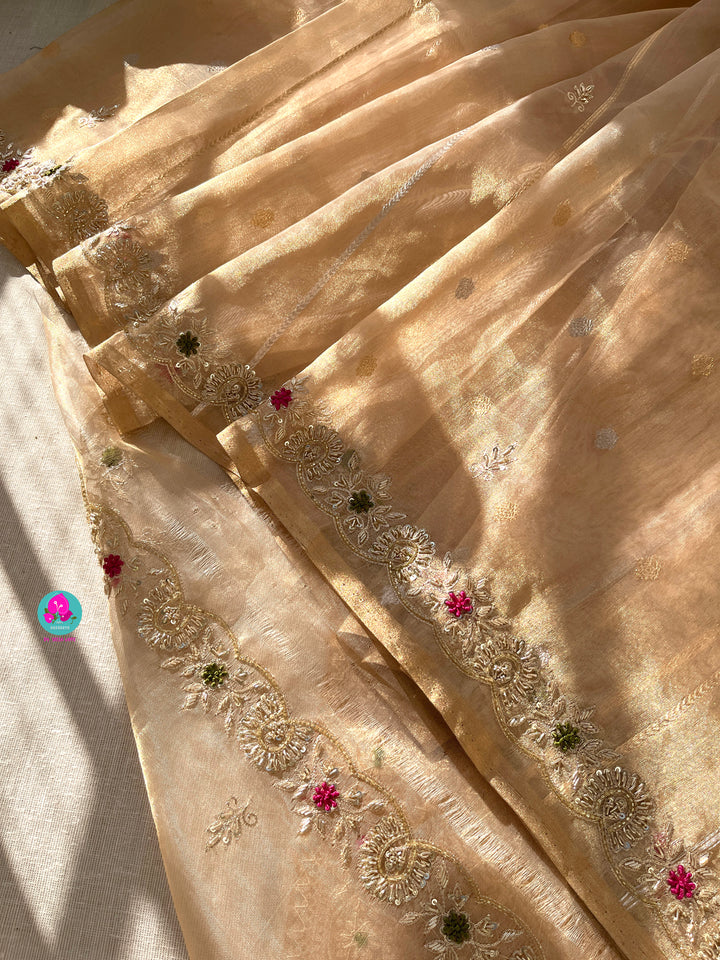 Pure Tissue Saree with Hand Embroidery