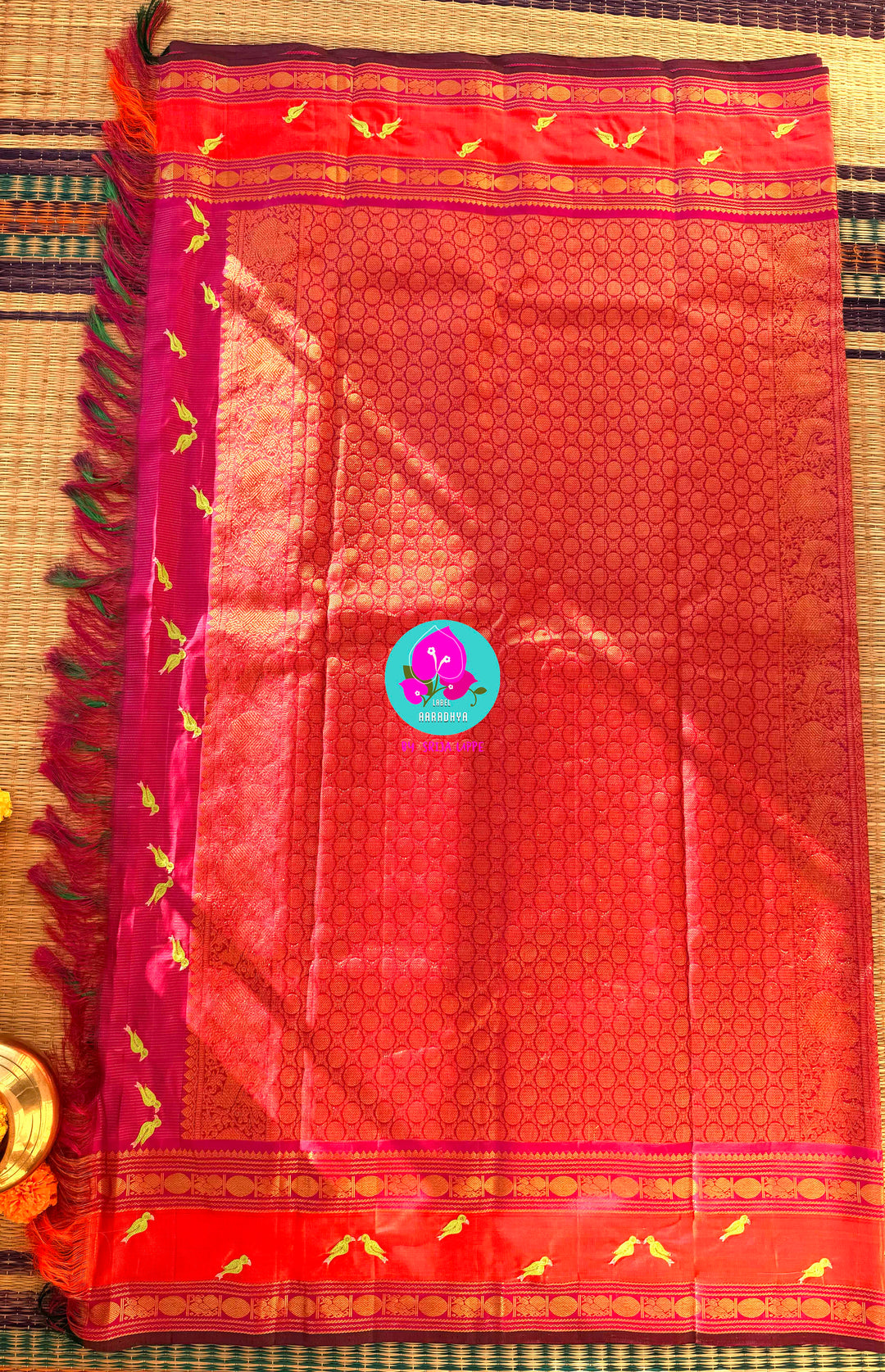 Vihanga Varnam – Vintage Green Kanchipattu with Bird Handwork