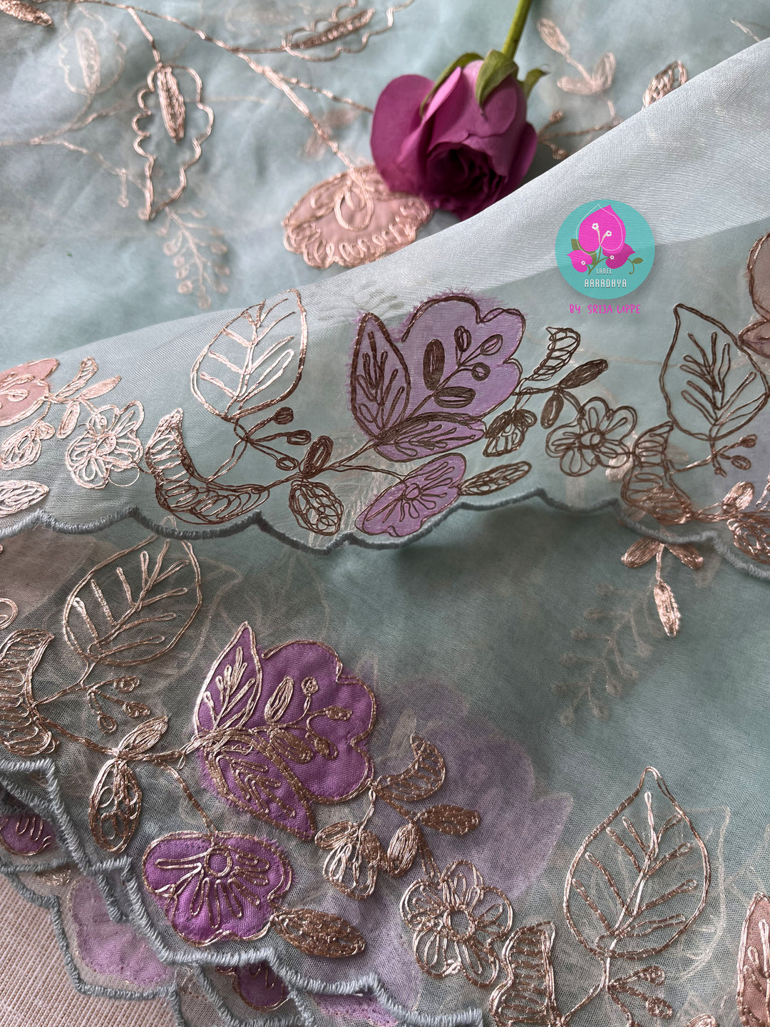 Soft Organza saree in Pastel Sea blue - OZHESB-M001