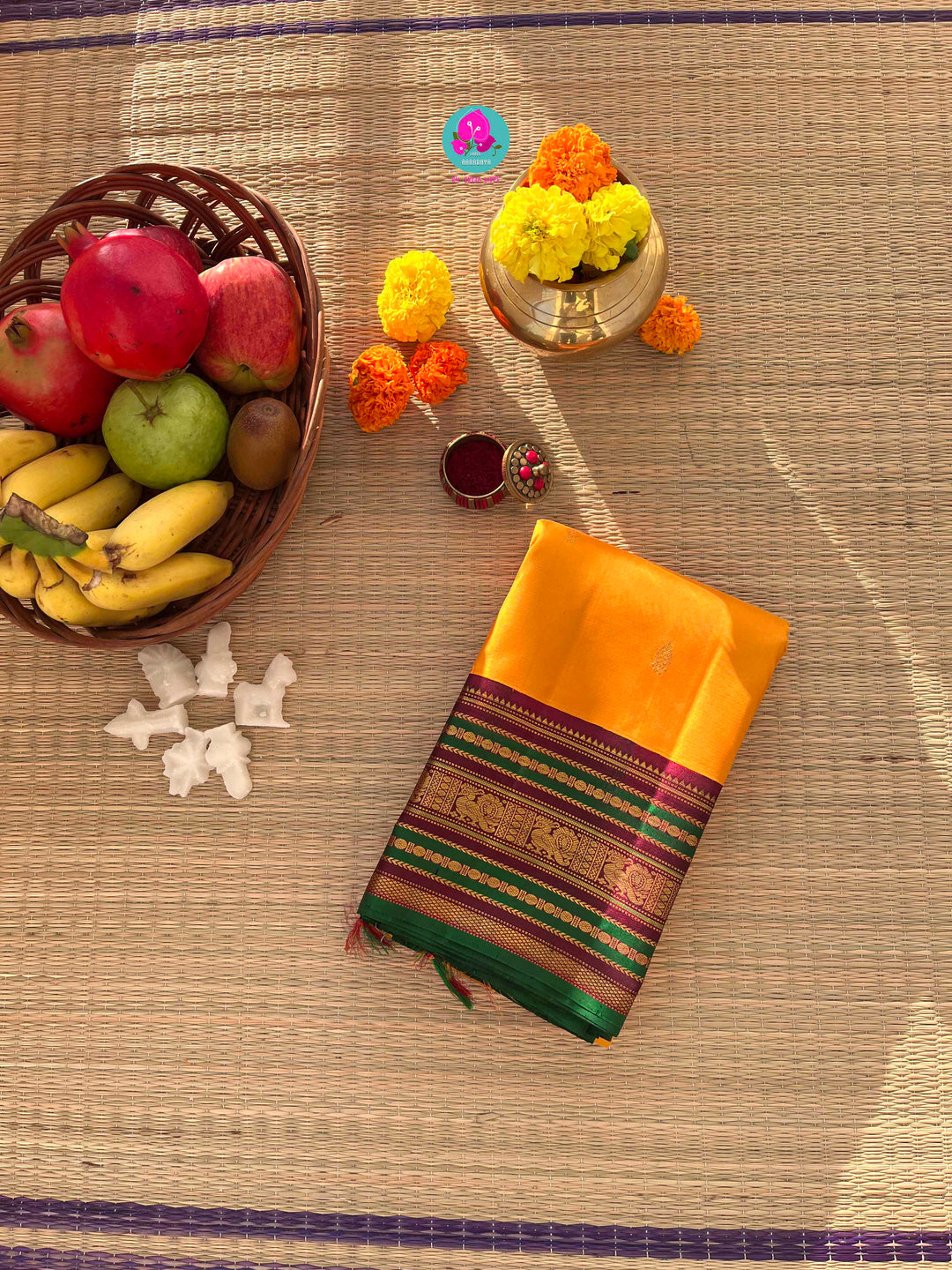 Sun-Kissed Tradition: Kanchipattu in Mustard Yellow & Berry-Rich Border paired with blouse