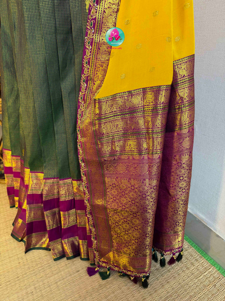 Royal South Indian Splendor: Pure Kanchipattu Half Saree Ensemble (Langa Voni)