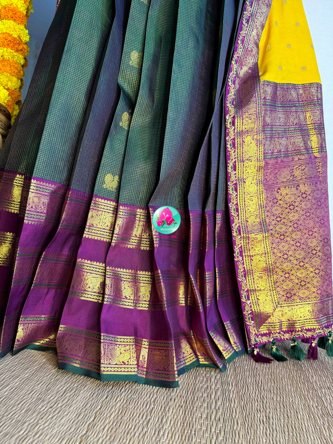 Royal South Indian Splendor: Pure Kanchipattu Half Saree Ensemble (Langa Voni)