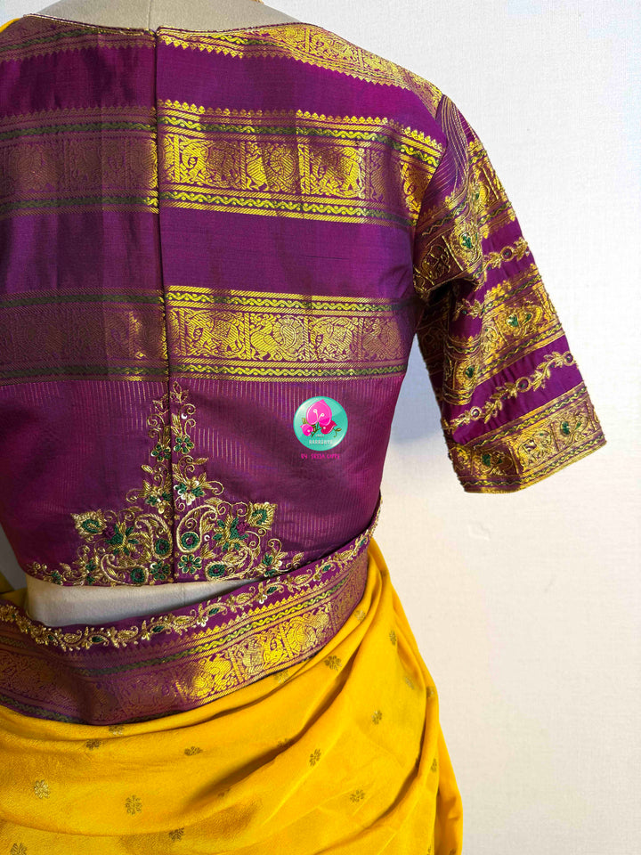 Royal South Indian Splendor: Pure Kanchipattu Half Saree Ensemble (Langa Voni)